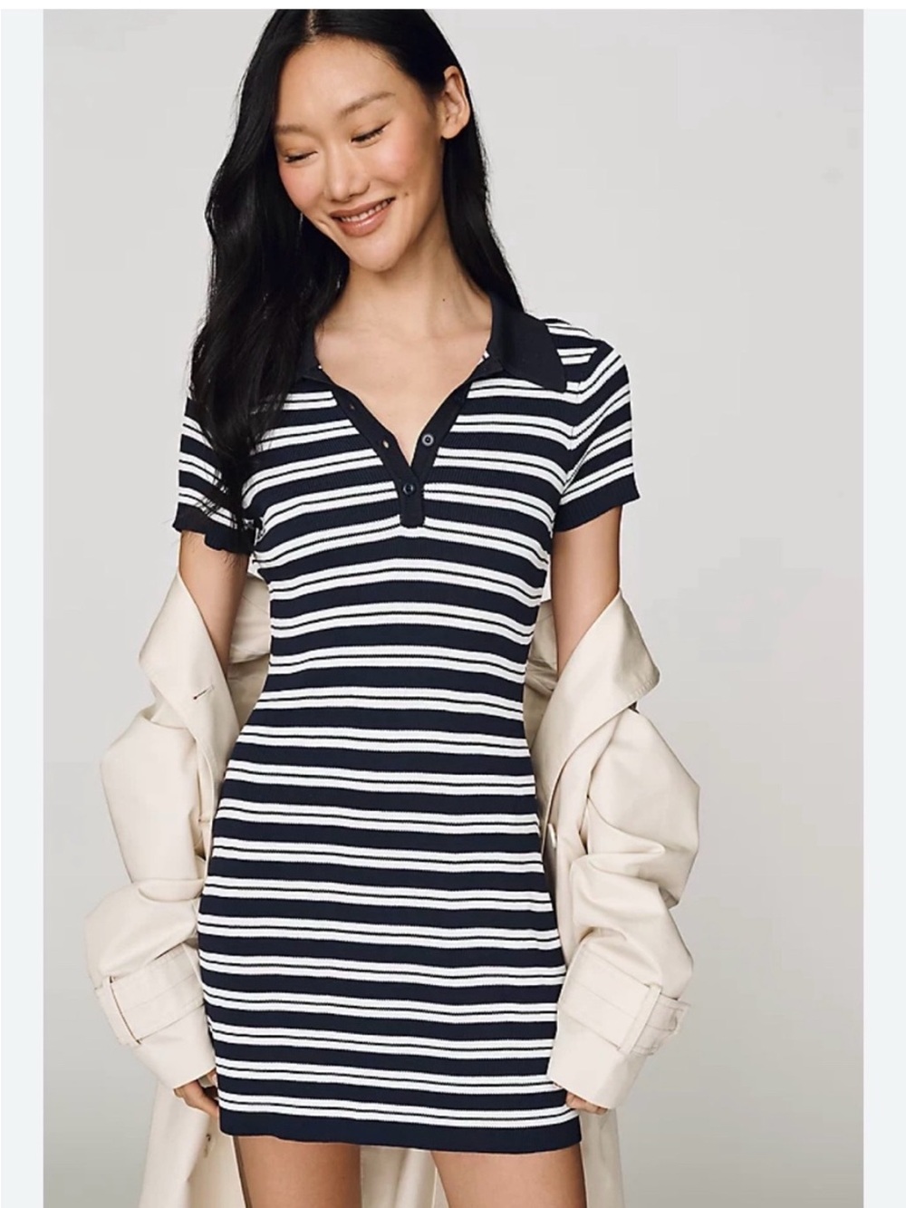 Nautica Navy and White Striped Polo Dress